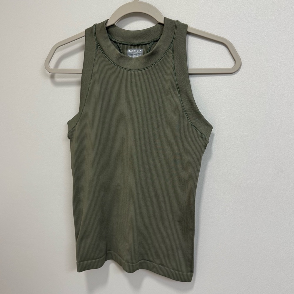 Athleta Renew Olive Green Seamless Racerback Tank - Picture 2 of 7